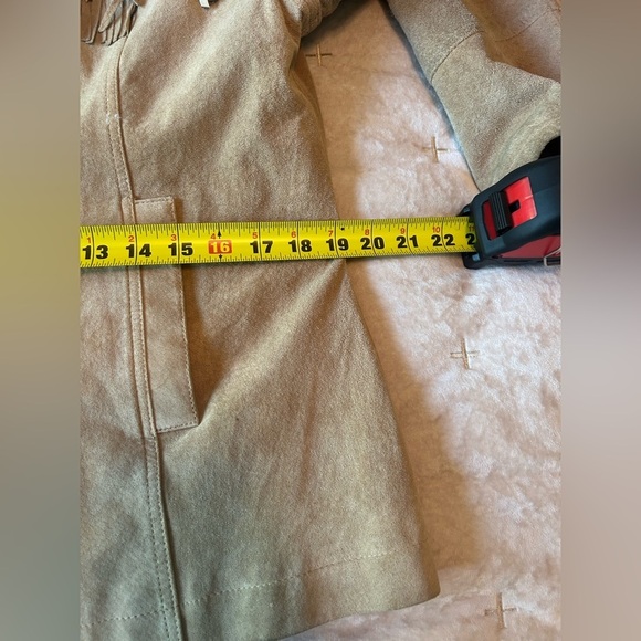 Vintage Esprit Soft Suede Leather Tan Fringe Jacket Womens L Cowgirl Ranch Lux - Picture 6 of 15